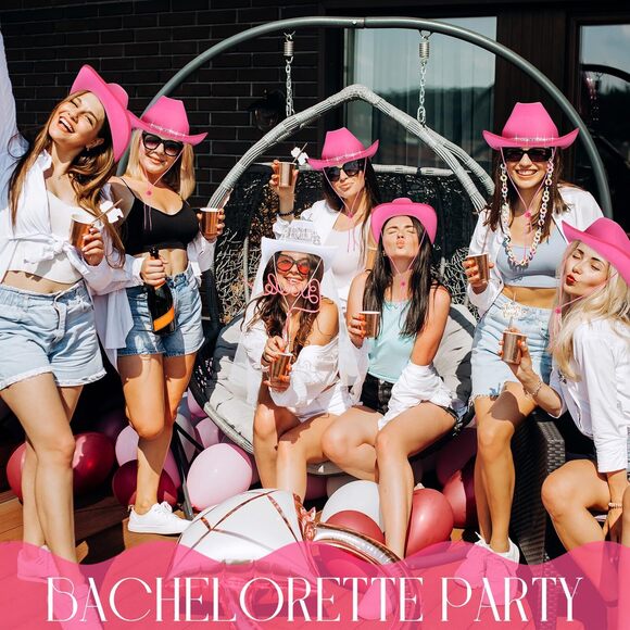 6541 12 Pcs Women Cowgirl Cowboy Hats Bachelorette Cowboy Hats For Bridal